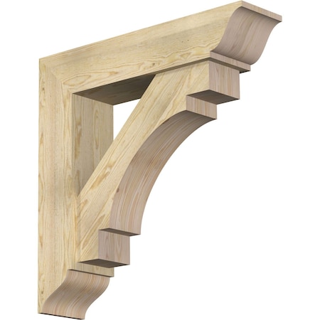 Ekena Millwork Merced Traditional Rough Sawn Bracket w/ Offset Brace, Douglas Fir, 8"W x 34"D x 34"H BKT0806X34X34MRC01RDF